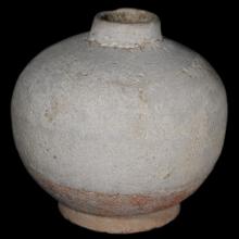 Small maroon enameled-sandstone vessel